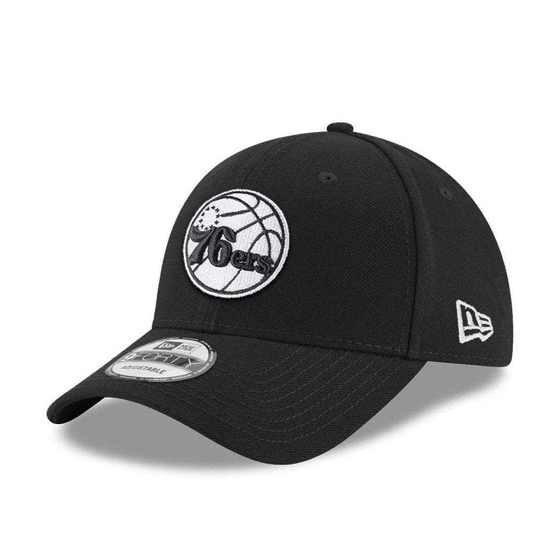 Youths Philadelphia 76ers New Era NBA Black & White 9FORTY Curve Hat