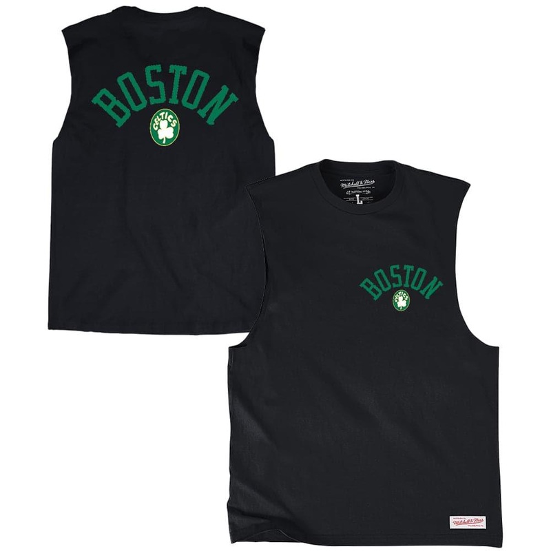 Boston Celtics Mitchell & Ness NBA Retro Repeat Muscle T-Shirt – Black