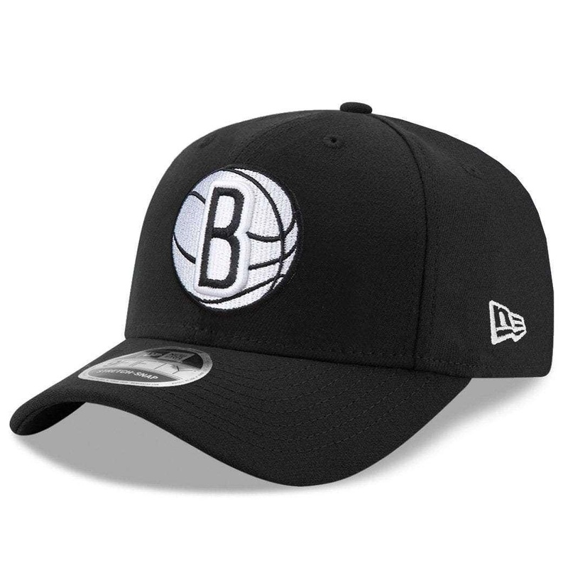 Brooklyn Nets New Era NBA Team Stretch-Snap 9FIFTY Curved Snapback Hat – Black