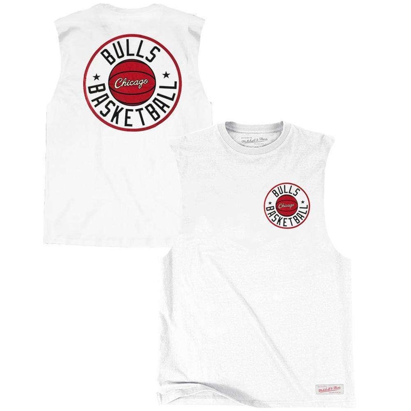 Chicago Bulls Mitchell & Ness NBA Full Circle Muscle T-Shirt – White