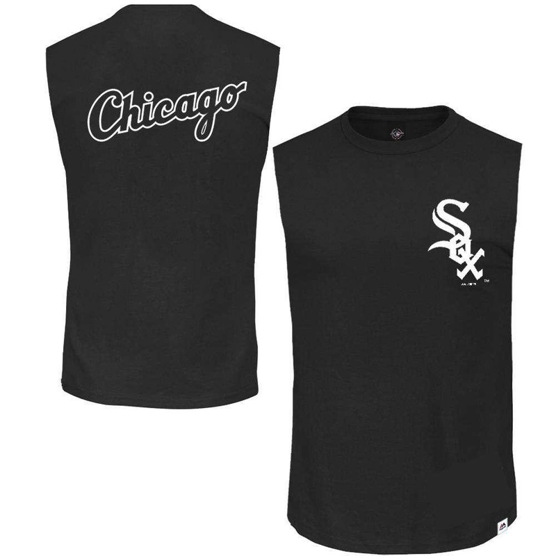 Chicago White Sox Majestic MLB Englewood Sleeveless Muscle T-Shirt – Black