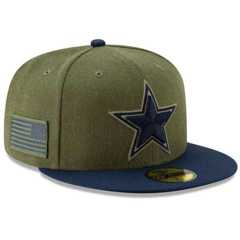 Dallas Cowboys New Era NFL 2018 Salute To Service 59FIFTY Fitted Hat – Olive