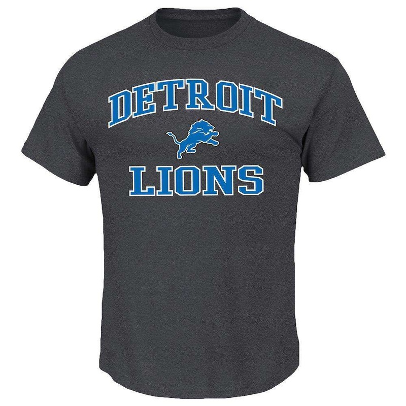 Detroit Lions Majestic NFL Heart & Soul T-Shirt – Charcoal