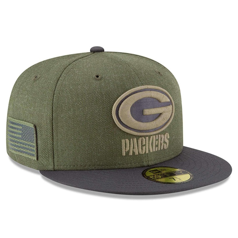 Green Bay Packers New Era NFL 2018 Salute To Service 59FIFTY Fitted Hat – Olive