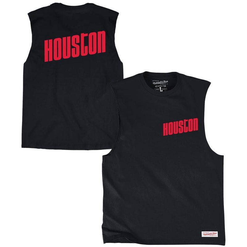 Houston Rockets Mitchell & Ness NBA Retro Repeat Muscle T-Shirt – Black
