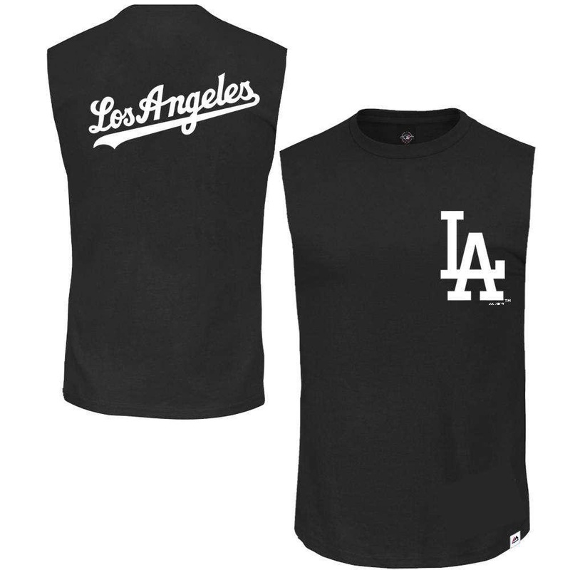 Los Angeles Dodgers Majestic MLB Englewood Sleeveless Muscle T-Shirt – Black