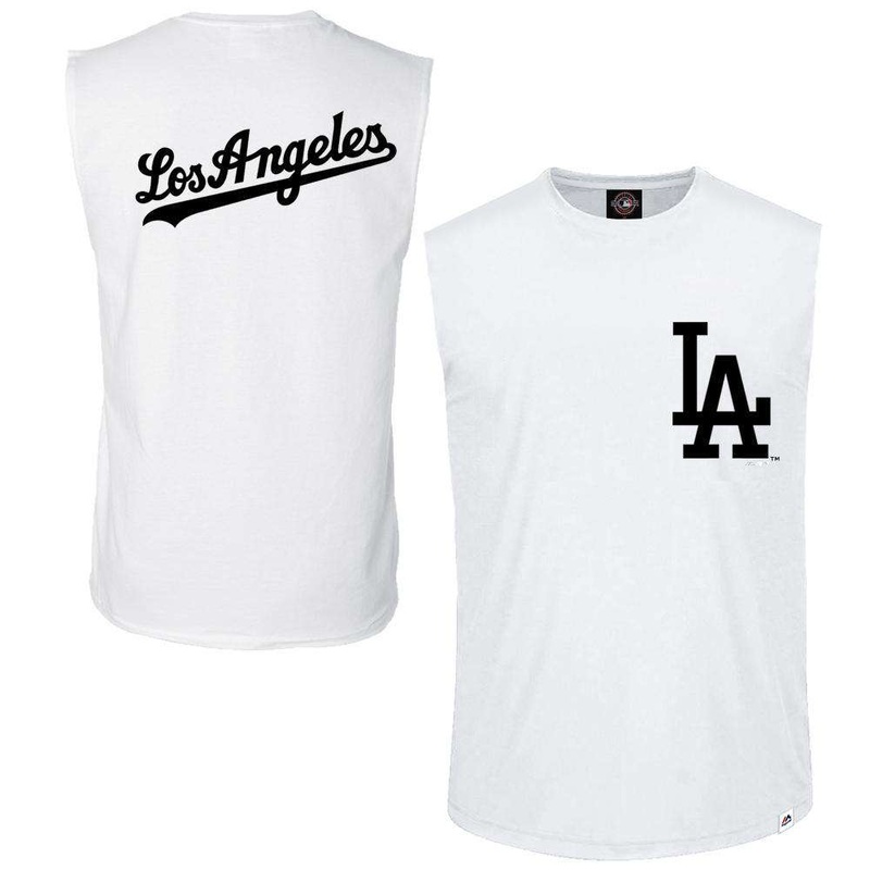 Los Angeles Dodgers Majestic MLB Englewood Sleeveless Muscle T-Shirt – White