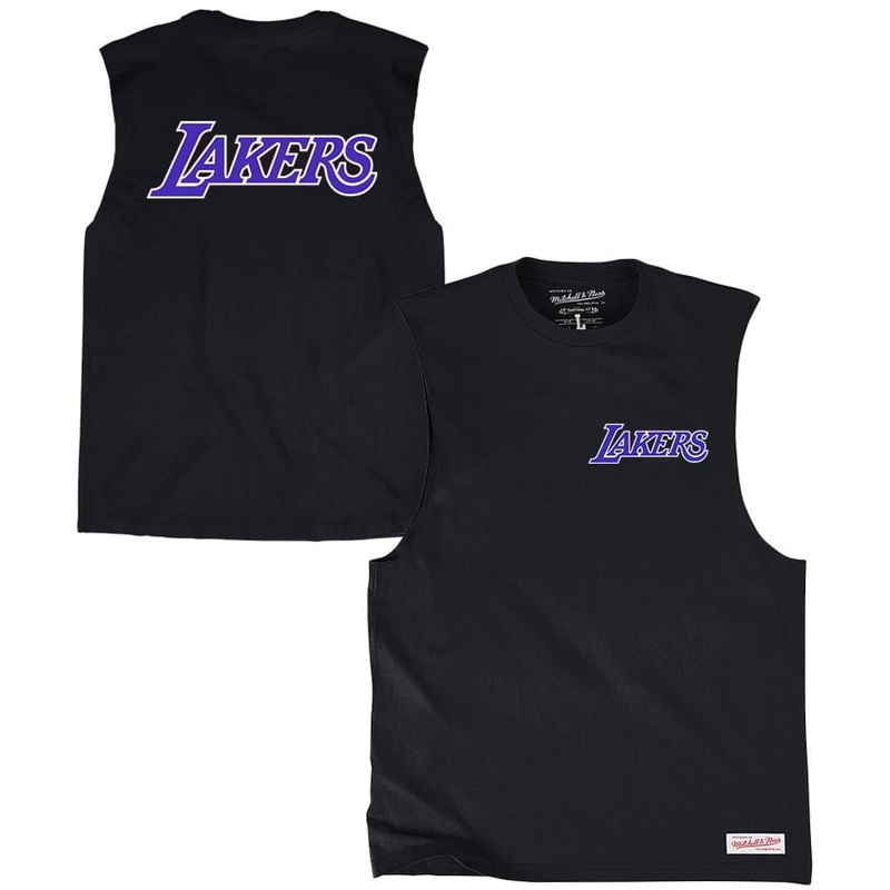 Los Angeles Lakers Mitchell & Ness NBA Retro Repeat Muscle T-Shirt – Black