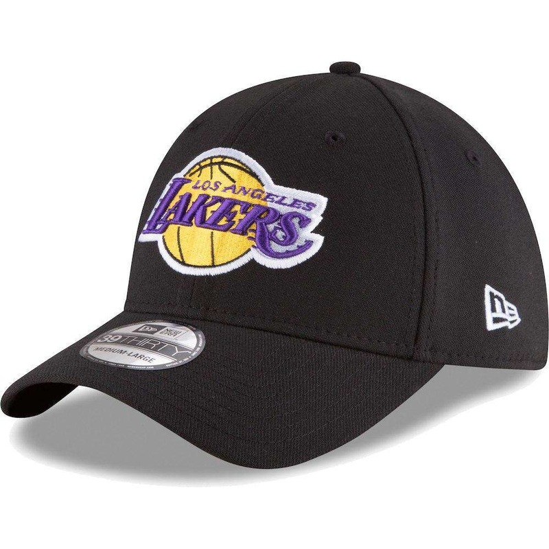 Los Angeles Lakers New Era NBA Team 39THIRTY Stretch-Fit Curve Hat – Black