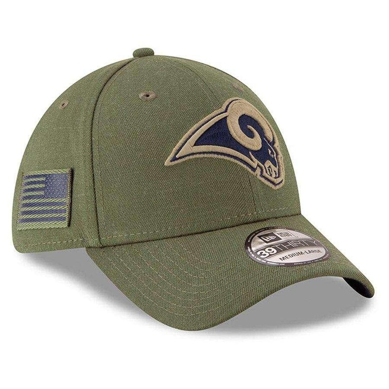 Los Angeles Rams New Era NFL 2018 Salute To Service 39THIRTY Stretch-Fit Curved Hat – Olive