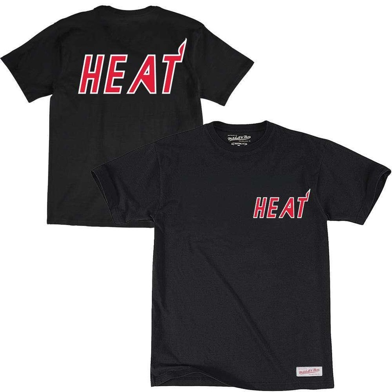 Miami Heat Mitchell & Ness NBA Retro Repeat T-Shirt – Black