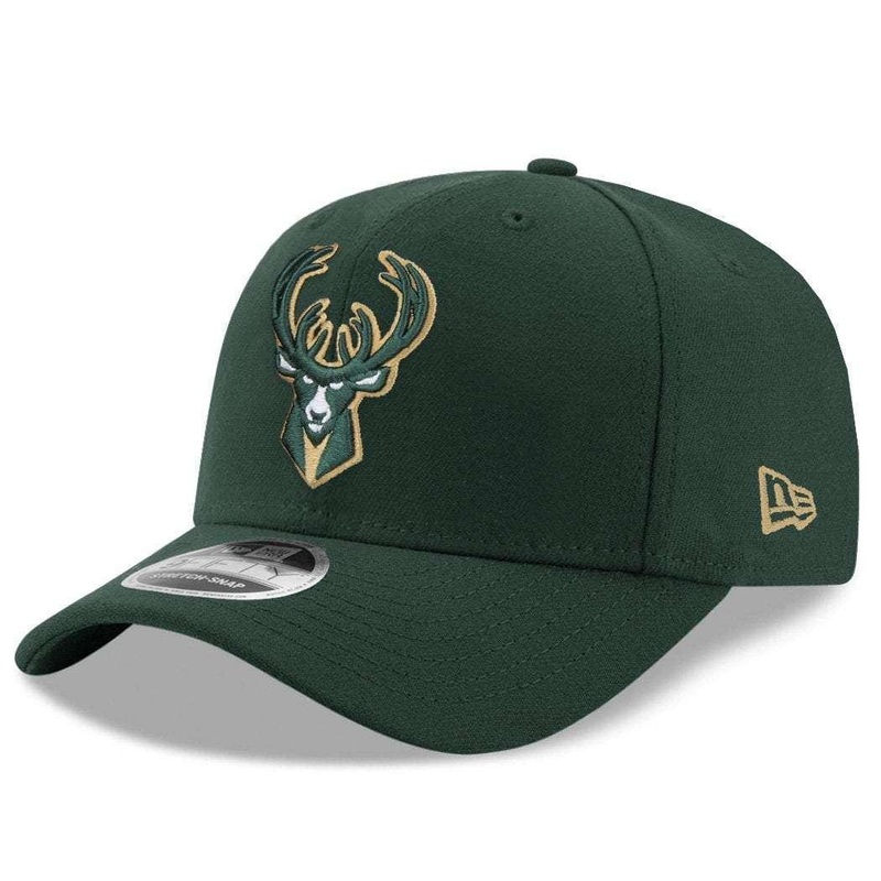 Milwaukee Bucks New Era NBA Team Stretch-Snap 9FIFTY Curved Snapback Hat – Green