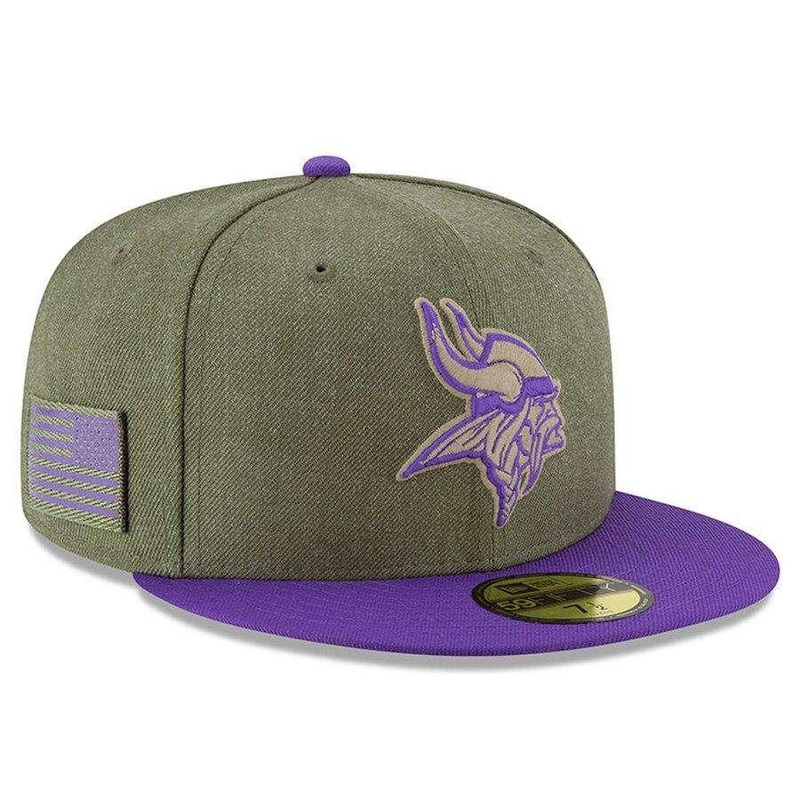 Minnesota Vikings New Era NFL 2018 Salute To Service 59FIFTY Fitted Hat – Olive