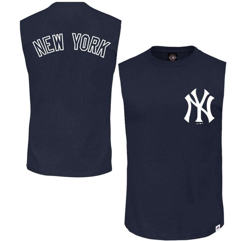 New York Yankees Majestic MLB Englewood Sleeveless Muscle T-Shirt – Navy