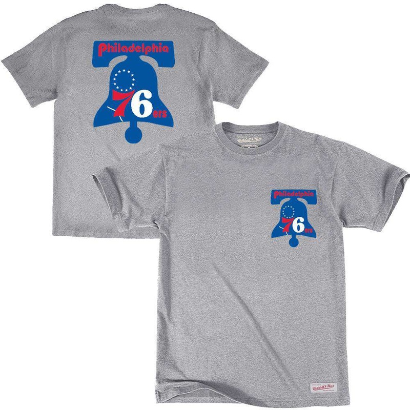 Philadelphia 76ers Mitchell & Ness NBA Retro Repeat T-Shirt – Grey Marle