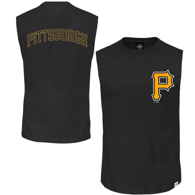 Pittsburgh Pirates Majestic MLB Englewood Sleeveless Muscle T-Shirt – Black