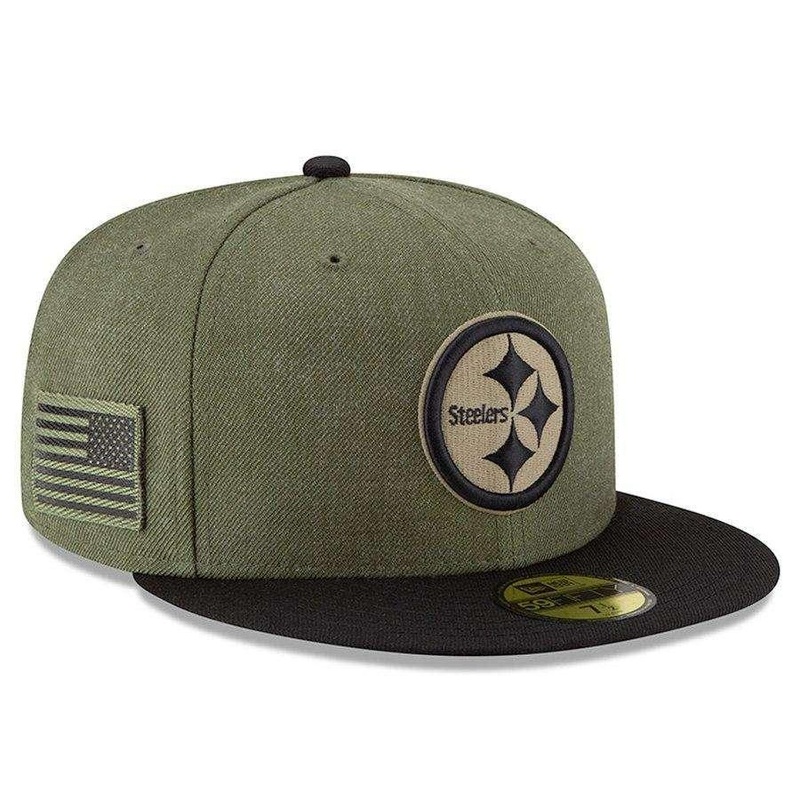 Pittsburgh Steelers New Era NFL 2018 Salute To Service 59FIFTY Fitted Hat – Olive