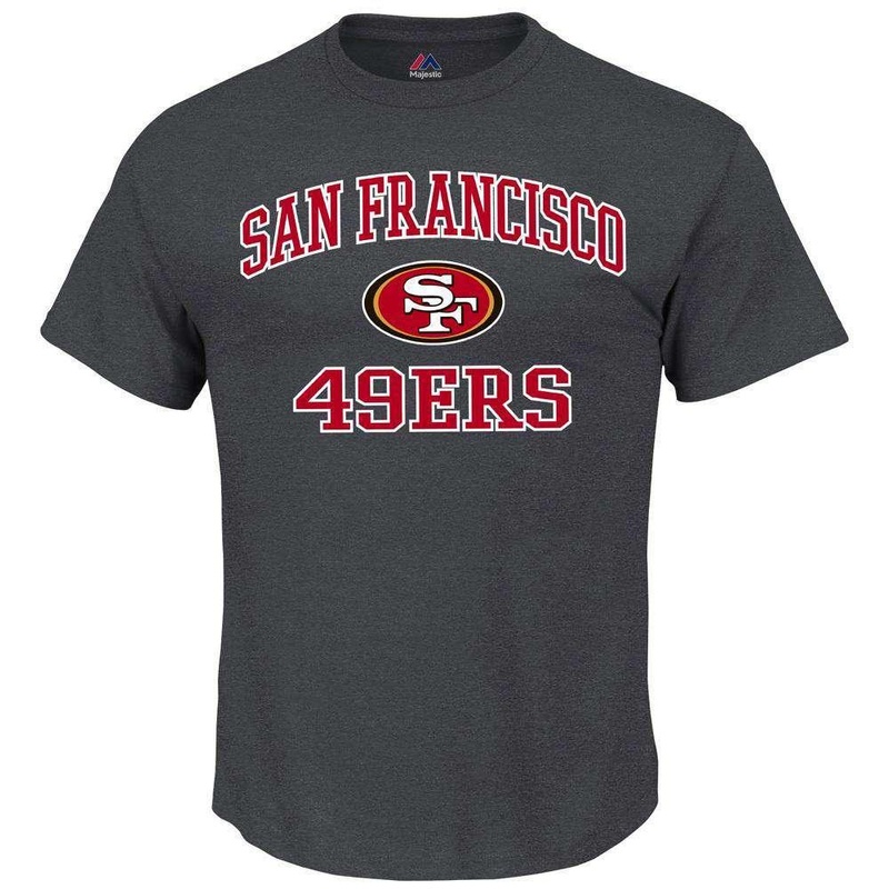 San Francisco 49ers Majestic NFL Heart & Soul T-Shirt – Charcoal
