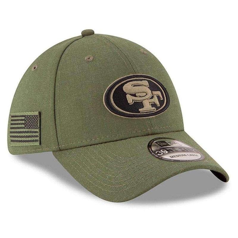 San Francisco 49ers New Era NFL 2018 Salute To Service 39THIRTY Stretch-Fit Curved Hat – Olive