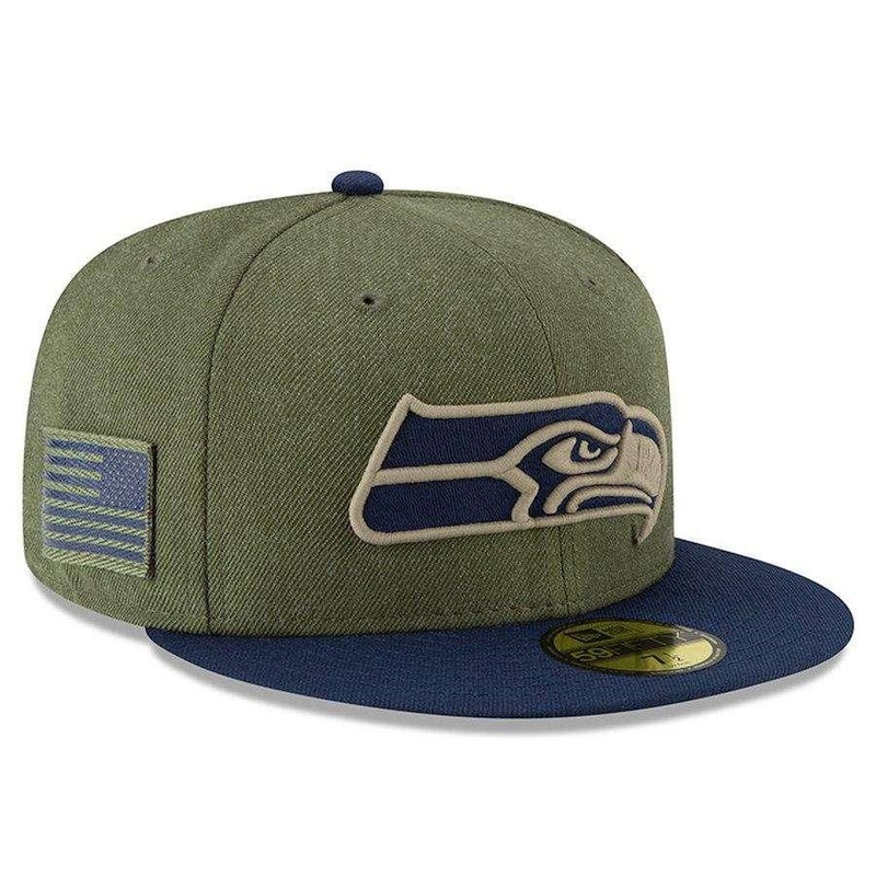Seattle Seahawks New Era NFL 2018 Salute To Service 59FIFTY Fitted Hat – Olive