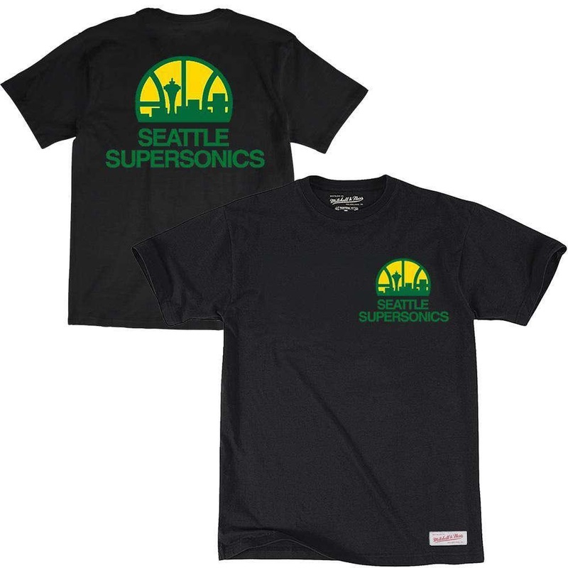 Seattle Supersonics Mitchell & Ness NBA Retro Repeat T-Shirt – Black