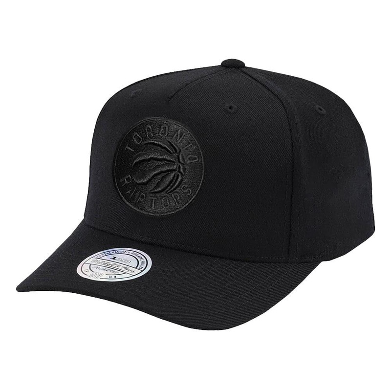 Toronto Raptors Mitchell & Ness NBA All Black 110 Curve Snapback Hat