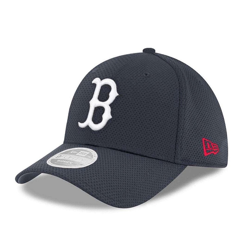 Womens Boston Red Sox New Era MLB Jersey Mesh Performance 9FORTY Curve Hat – Navy