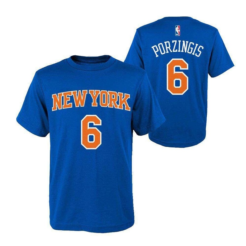 Youths Kristaps Porzingis New York Knicks Outerstuff NBA Player T-Shirt – Blue