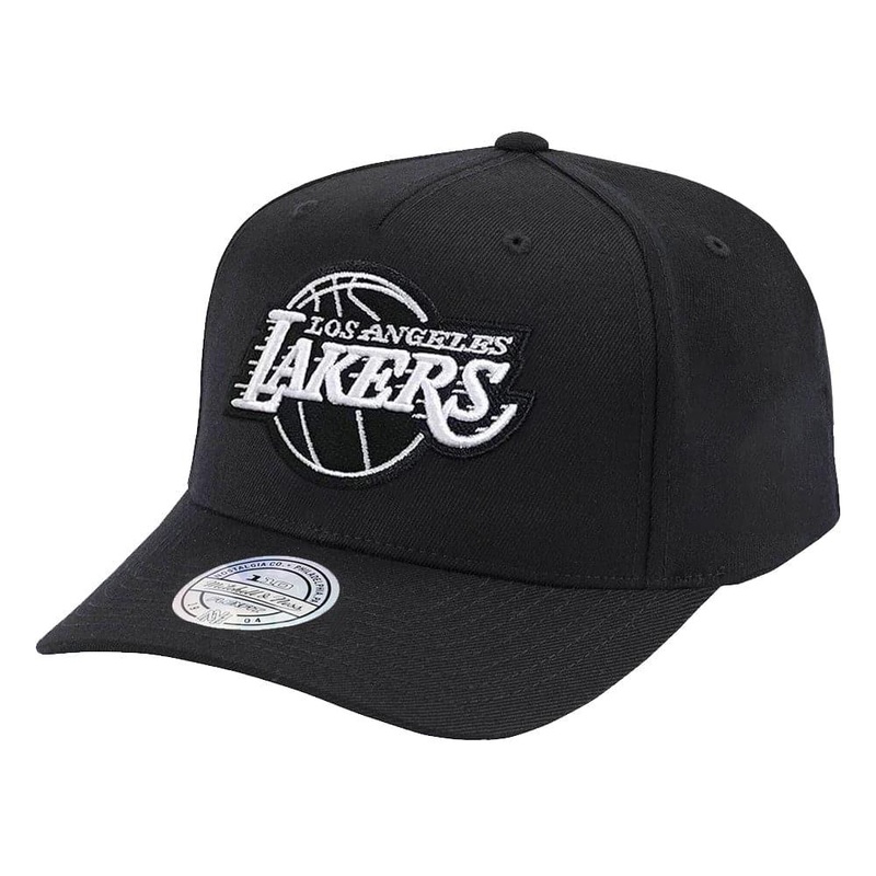 Los Angeles Lakers Mitchell & Ness NBA Black & White 110 Curve Snapback Hat