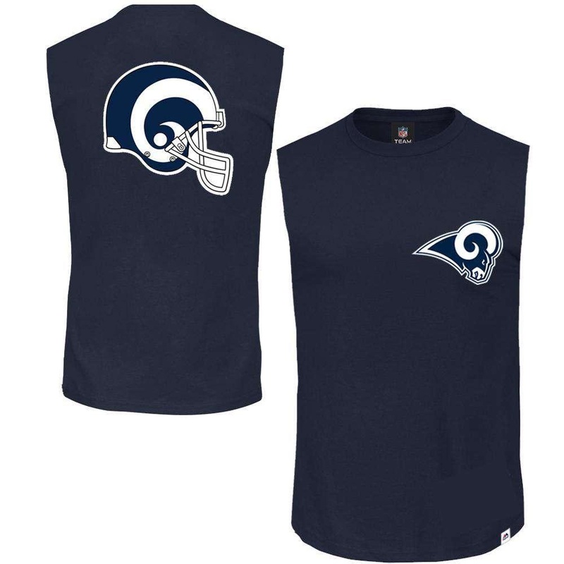 Los Angeles Rams Majestic NFL Helmet Logo Sleeveless Muscle T-Shirt – Navy