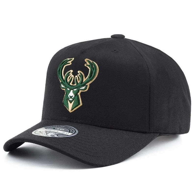 Milwaukee Bucks Mitchell & Ness NBA 110 Logo Snapback Hat – Black