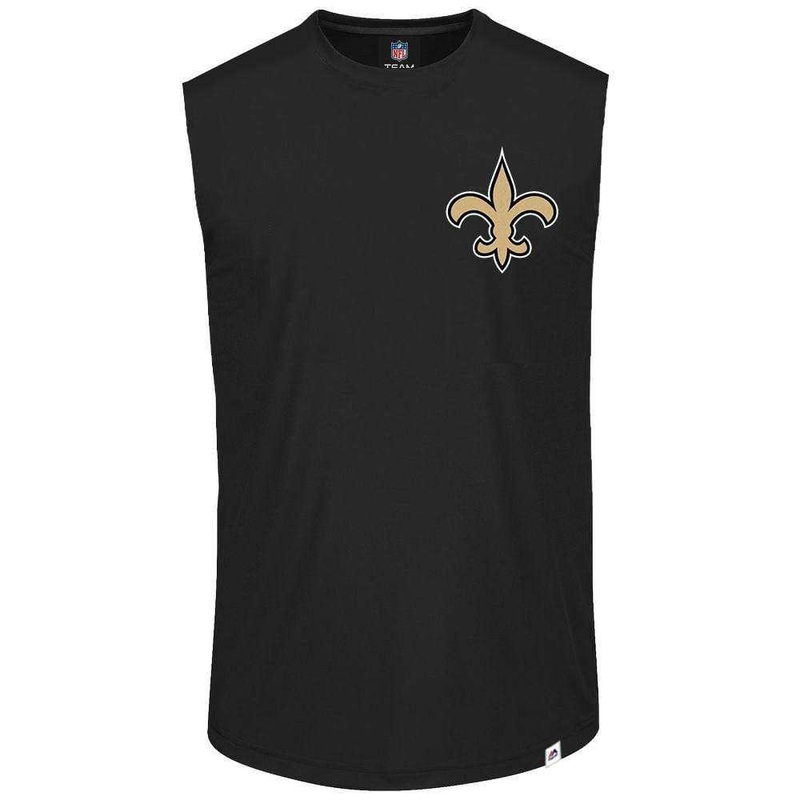New Orleans Saints Majestic NFL Helmet Logo Sleeveless Muscle T-Shirt – Black