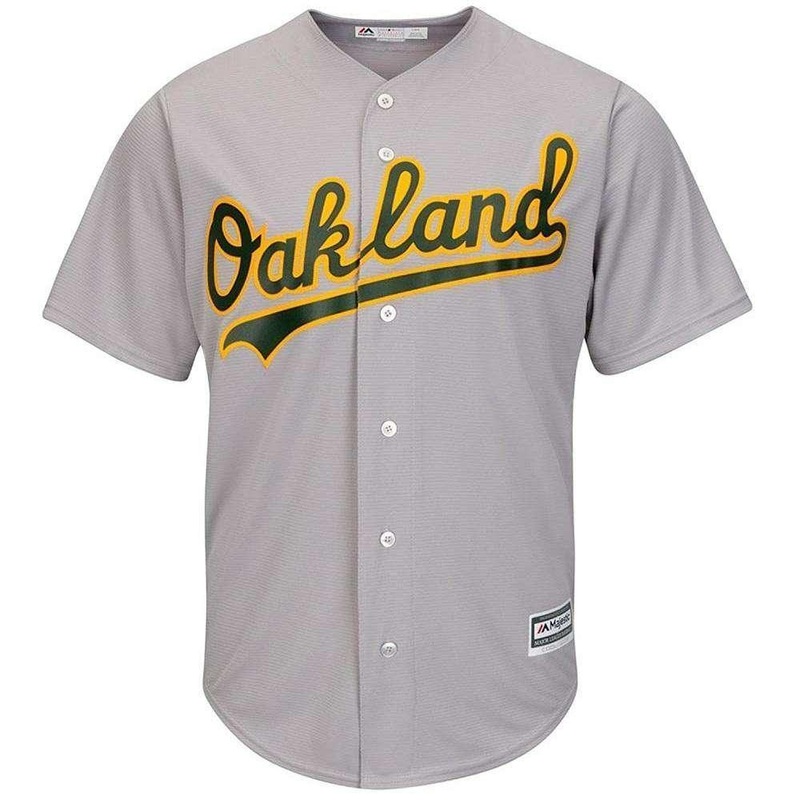 Oakland Athletics Majestic MLB AC Cool Base Replica Jersey – Grey