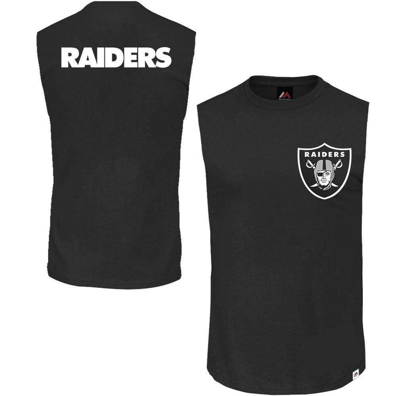 Oakland Raiders Majestic NFL Walt Sleeveless Muscle T-Shirt – Black