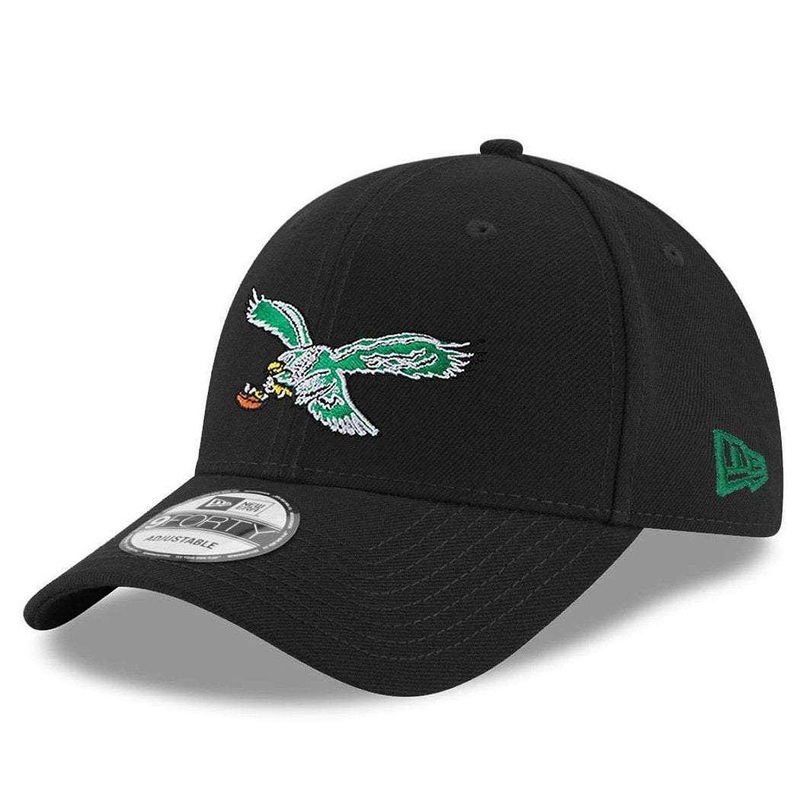 Philadelphia Eagles New Era NFL Throwback 9FORTY Snapback Curve Hat – Black