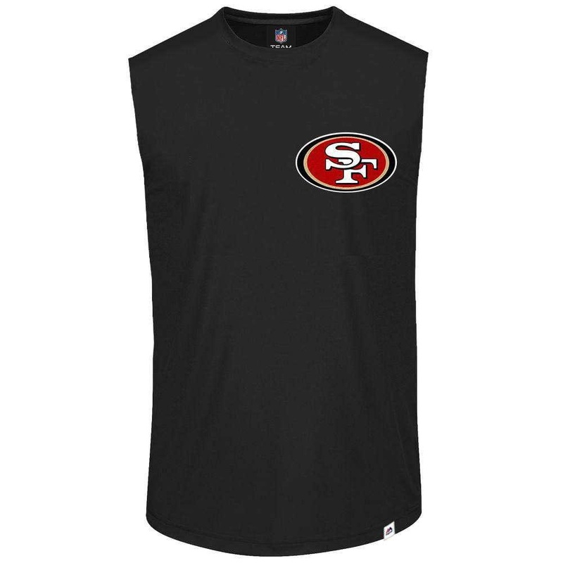 San Francisco 49ers Majestic NFL Tackert Sleeveless Muscle T-Shirt – Black