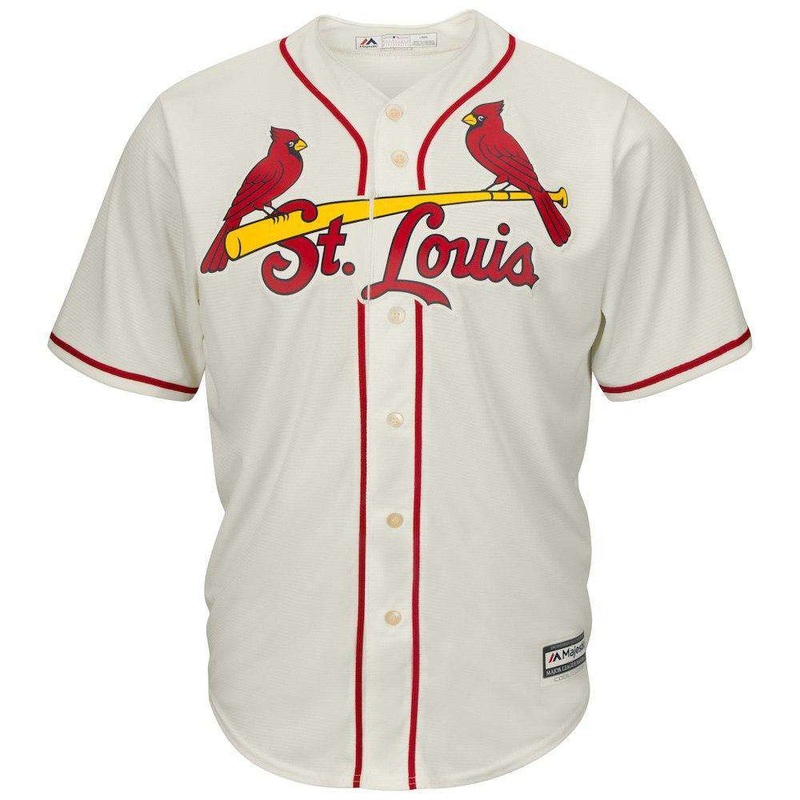 St Louis Cardinals Majestic MLB AC Cool Base Replica Jersey – Cream
