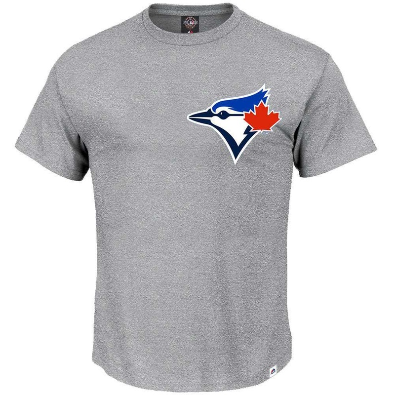 Toronto Blue Jays Majestic MLB Gamily Logo T-Shirt – Grey