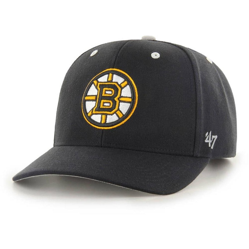 Boston Bruins ’47 NHL Grey Pop Audible DB Pre-Curved Snapback Hat – Black