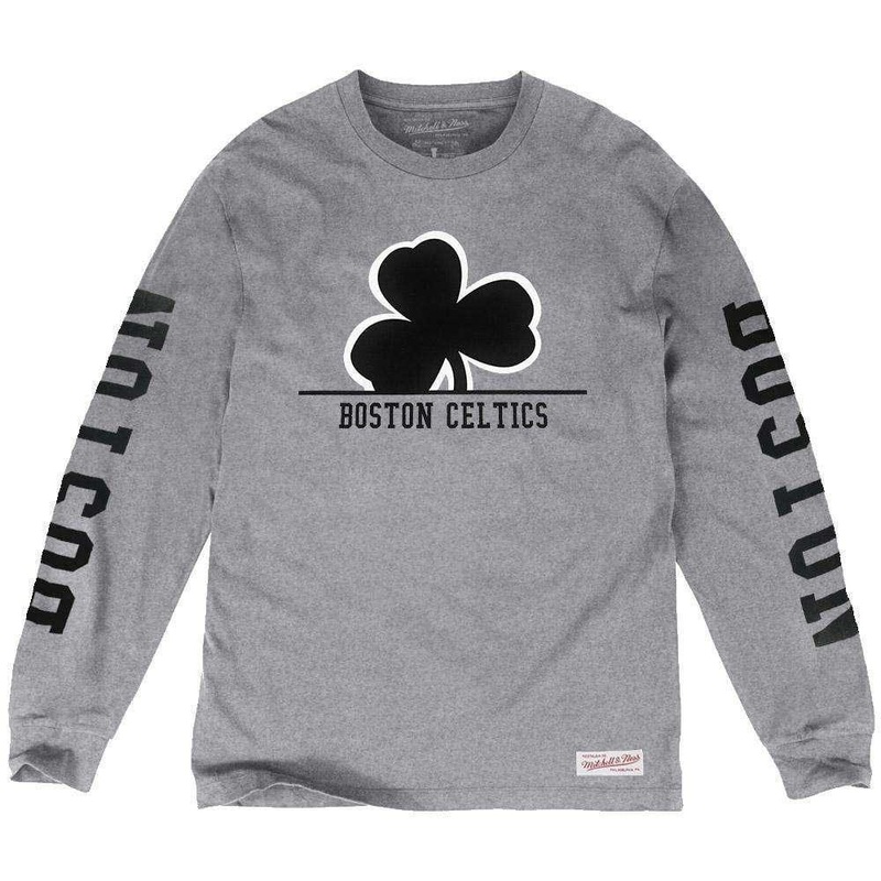 Boston Celtics Mitchell & Ness NBA Cropped XL Long Sleeve T-Shirt – Heather Grey