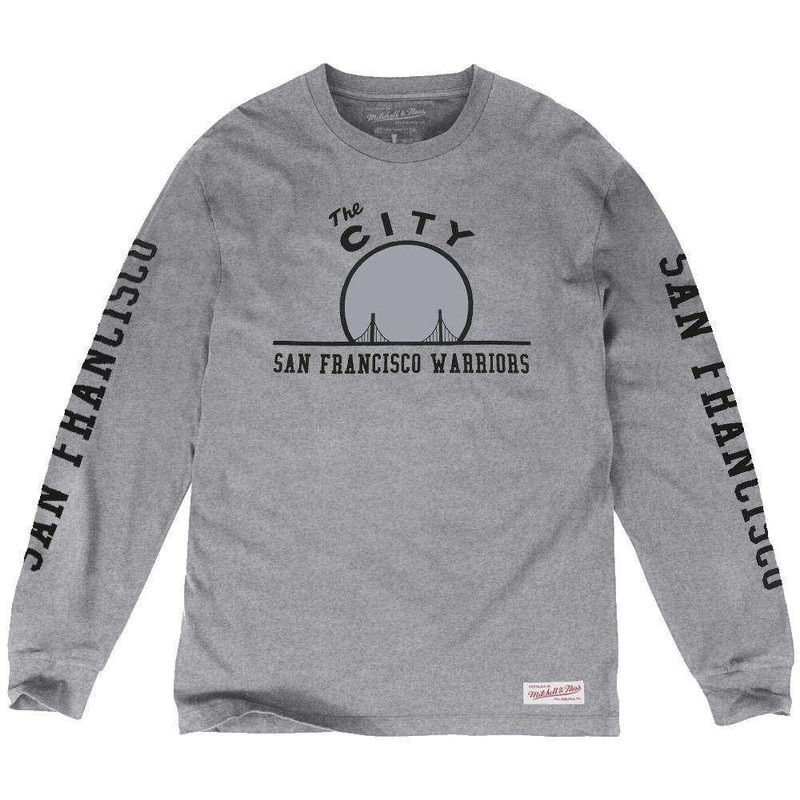 Golden State Warriors Mitchell & Ness NBA Cropped XL Long Sleeve T-Shirt – Heather Grey