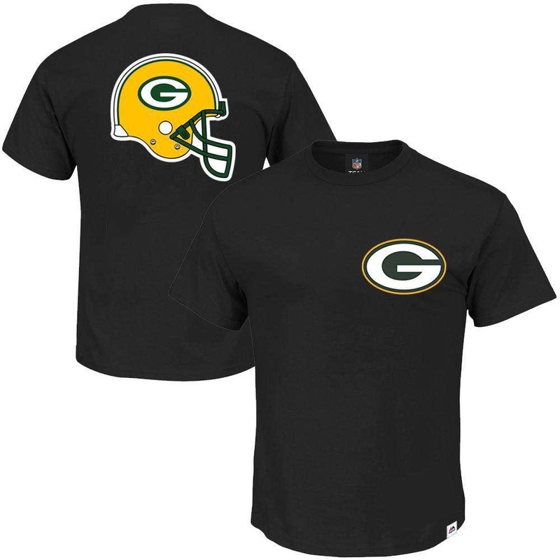 Green Bay Packers Majestic NFL Helmet Logo T-Shirt – Black
