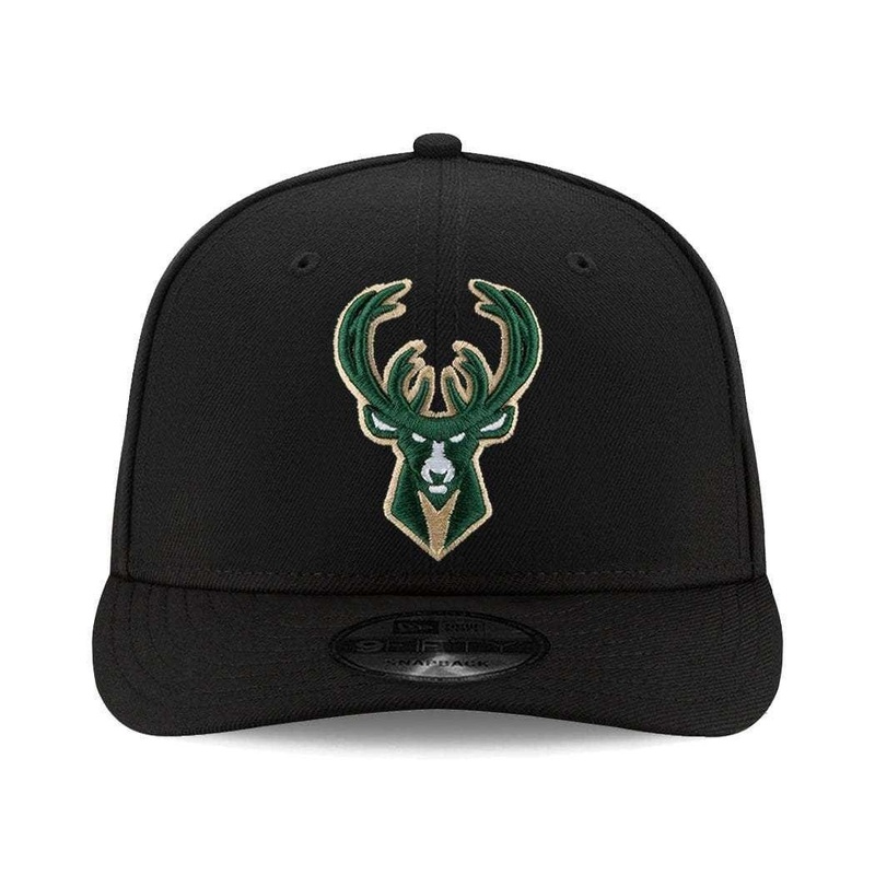 Milwaukee Bucks New Era NBA Team Pre-Curved 9FIFTY Snapback Hat – Black