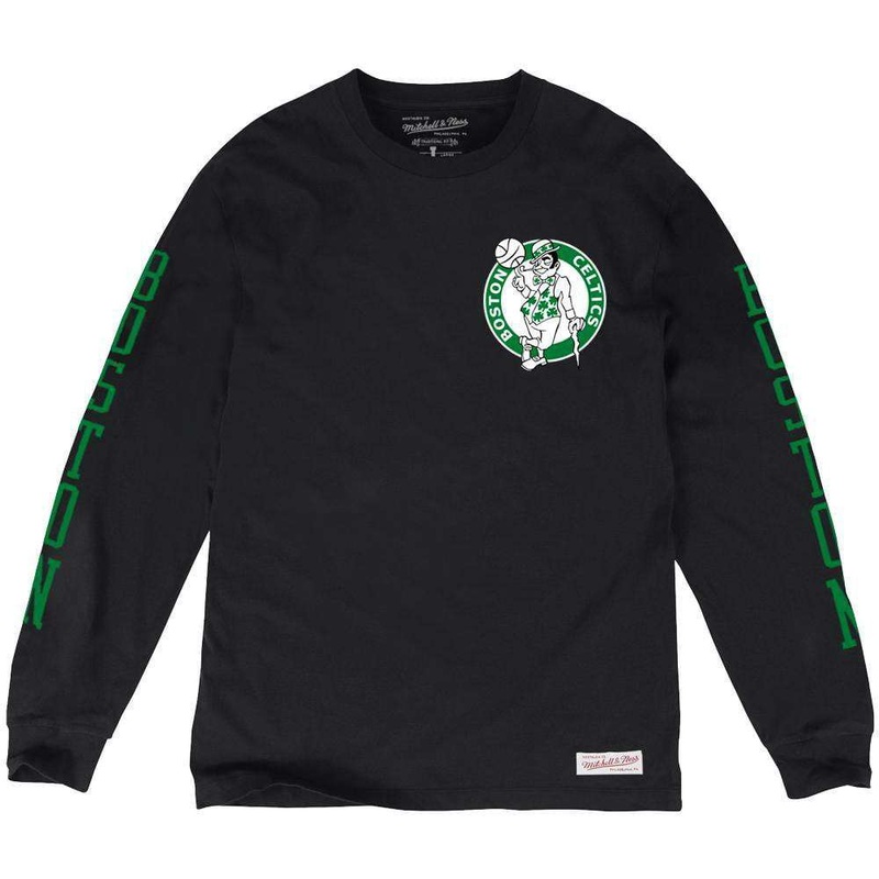 Boston Celtics Mitchell & Ness NBA Iconic Long Sleeve T-Shirt – Black