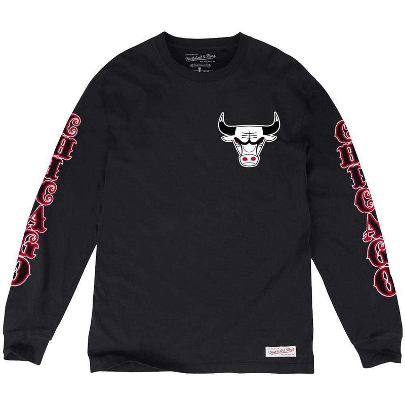 Chicago Bulls Mitchell & Ness NBA Iconic Long Sleeve T-Shirt – Black