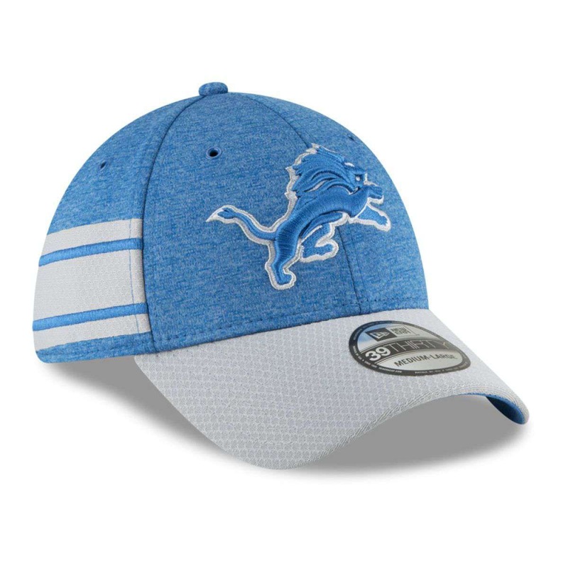 Detroit Lions New Era NFL 2018 Sideline 39THIRTY Stretch-Fit Curved Hat – Blue