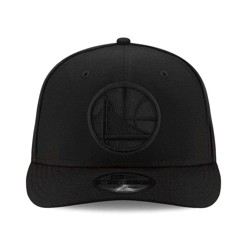 Golden State Warriors New Era NBA Pre-Curved Black On Black 9FIFTY Snapback Hat