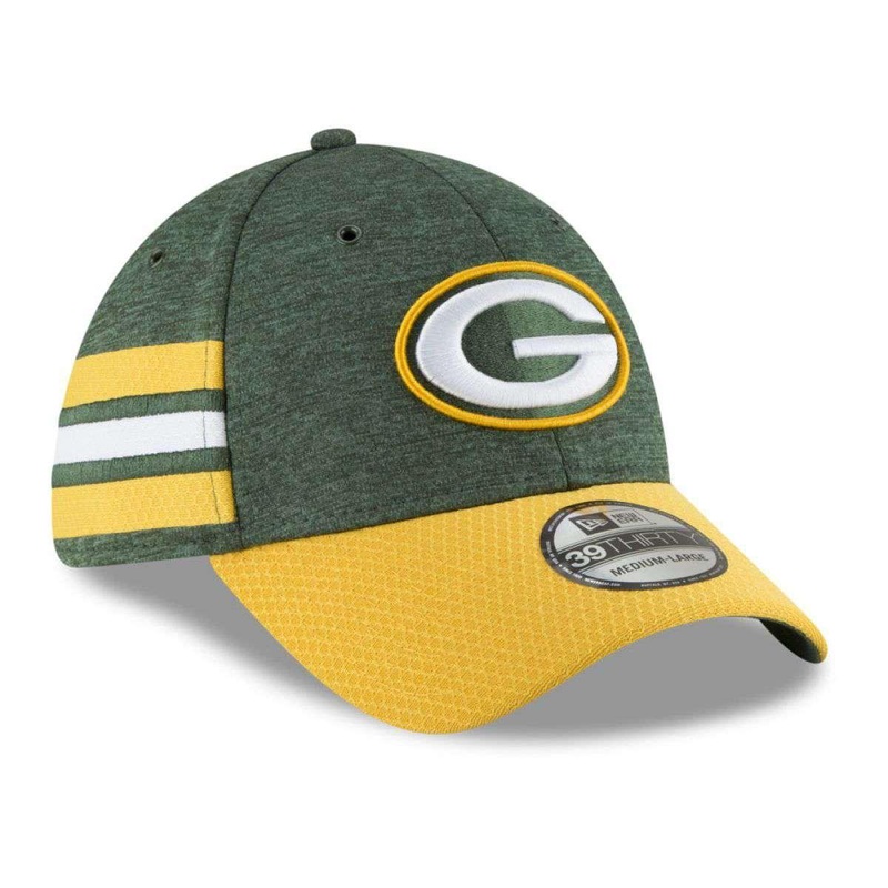 Green Bay Packers New Era NFL 2018 Sideline 39THIRTY Stretch-Fit Curved Hat – Green