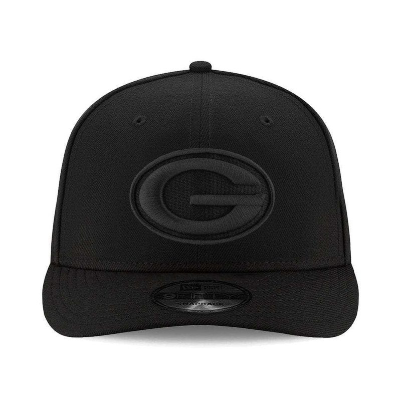 Green Bay Packers New Era NFL Black On Black Pre-Curved 9FIFTY Snapback Hat