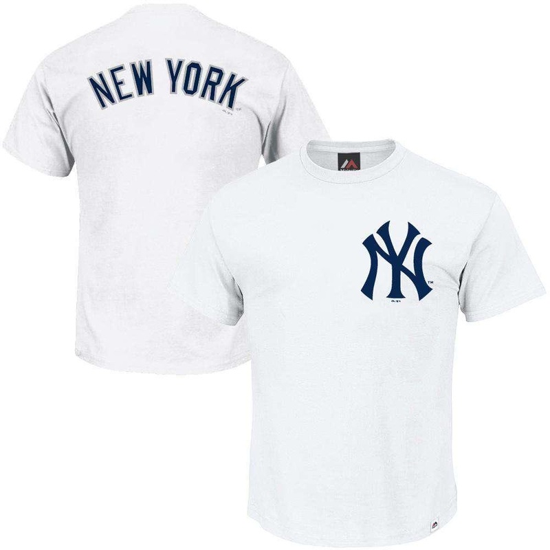 New York Yankees Majestic MLB Gamily Logo T-Shirt – White